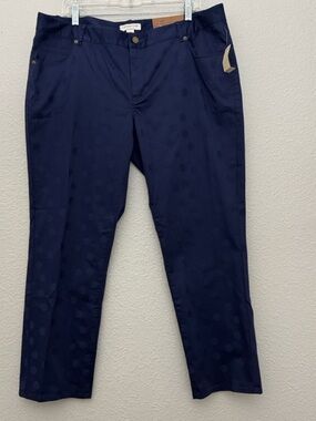 NWT Coldwater Creek Sateen Dot‎ Ankle Jean Navy Blue Natural Fit Straight Leg 18
